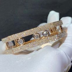 Messika Move Pei Pavé Cuff Pink Gold Diamond Bracelet 06750-PG