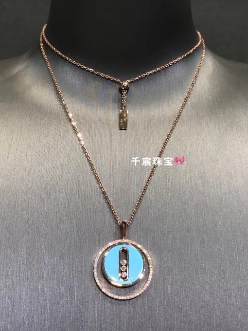 Messika Lucky Move MM Pink Gold Turquoise For Her Diamond Necklace 10836-PG