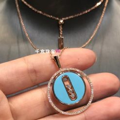 Messika Lucky Move MM Pink Gold Turquoise For Her Diamond Necklace 10836-PG