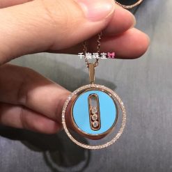 Messika Lucky Move MM Pink Gold Turquoise For Her Diamond Necklace 10836-PG