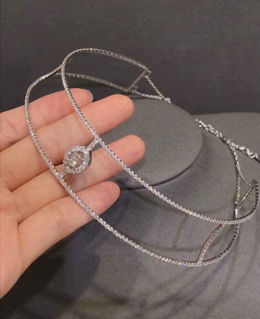 Messika Glam’Azone Skinny Pavé White Gold Diamond Necklace 05746-WG