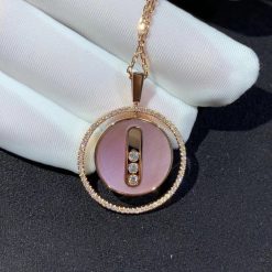 Messika Lucky Move MM Pink mother-of-pearl Rose Gold Diamond Necklace 10833-PG