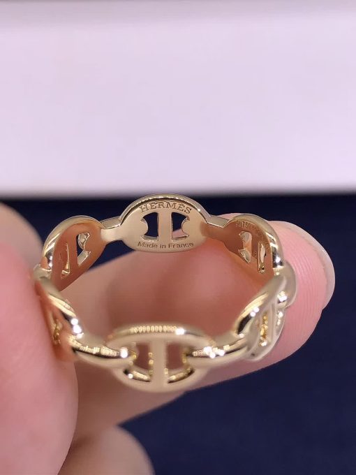 Hermes Chaine Dancre Enchainee Ring 18k Rose Gold Small Model H110025b (4)