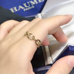 Hermes Chaine Dancre Enchainee Ring 18k Rose Gold Small Model H110025b (6)