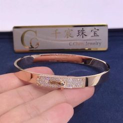 Hermes Kelly Bracelet In Rose Gold Set With Diamonds H110014b (1)