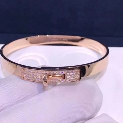 Hermes Kelly Bracelet In Rose Gold Set With Diamonds H110014b (2)