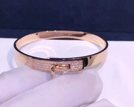 Hermes Kelly Bracelet In Rose Gold Set With Diamonds H110014b (2)