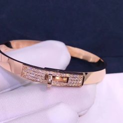 Hermes Kelly Bracelet In Rose Gold Set With Diamonds H110014b (3)