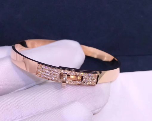 Hermes Kelly Bracelet In Rose Gold Set With Diamonds H110014b (3)