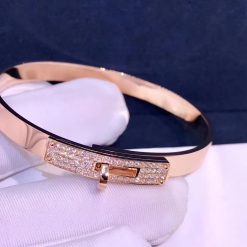 Hermes Kelly Bracelet In Rose Gold Set With Diamonds H110014b (4)