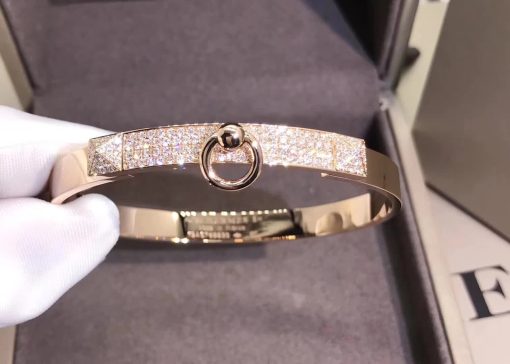 Hermes Collier De Chien Bracelet In Rose Gold Set With Diamonds H214444b (1)