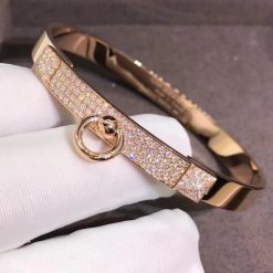 Hermes Collier De Chien Bracelet In Rose Gold Set With Diamonds H214444b (2)