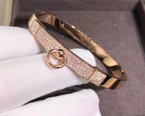 Hermes Collier De Chien Bracelet In Rose Gold Set With Diamonds H214444b (2)