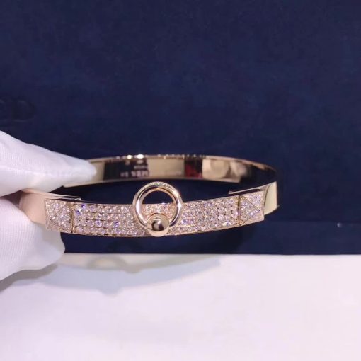 Hermes Collier De Chien Bracelet In Rose Gold Set With Diamonds H214444b (4)