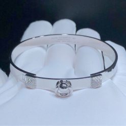 Hermes Collier De Chien White Gold Bracelet H115412b 00lg (5)