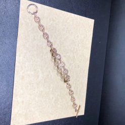 Hermes Chaine Dancre Enchainee Rose Gold Diamonds Bracelet H110023b (3)