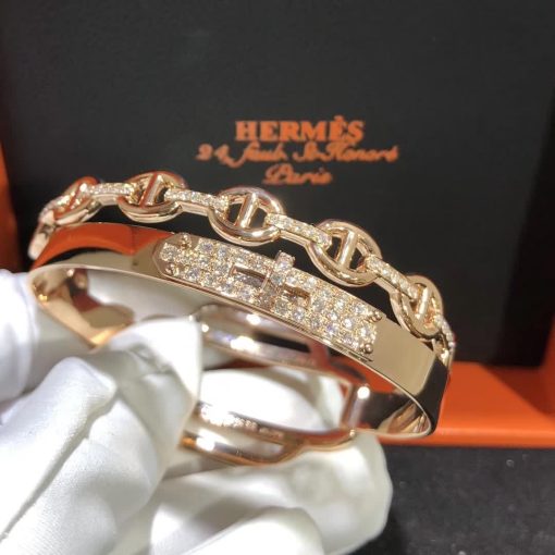 Hermes 18k Rose Gold Diamond Alchimie Bracelet (1)