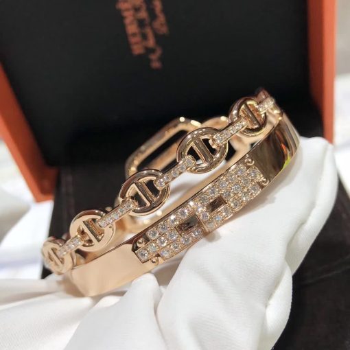 Hermes 18k Rose Gold Diamond Alchimie Bracelet (3)