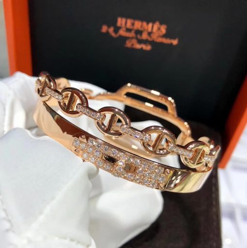 Hermes 18k Rose Gold Diamond Alchimie Bracelet (4)