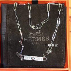 Hermes Kelly Chaine Choker Necklace Diamond Pave 18k White Gold (1)