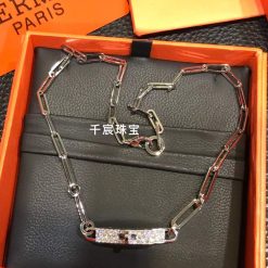 Hermes Kelly Chaine Choker Necklace Diamond Pave 18k White Gold (2)