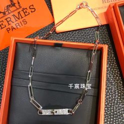 Hermes Kelly Chaine Choker Necklace Diamond Pave 18k White Gold (3)