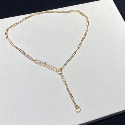 Hermes Kelly Chaine Lariat Lariat Necklace In Yellow Gold Set With Diamonds (3)