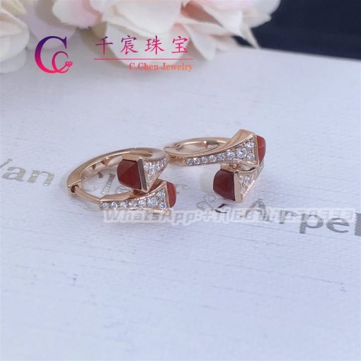 Marli Cleo Diamond Huggie Earrings In Rose Gold Red Agate Cleo E20 (1)