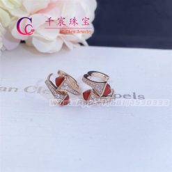 Marli Cleo Diamond Huggie Earrings In Rose Gold Red Agate Cleo E20 (4)