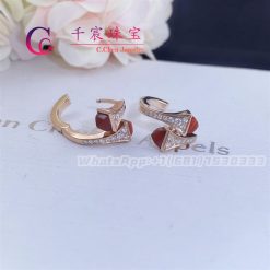 Marli Cleo Diamond Huggie Earrings In Rose Gold Red Agate Cleo E20 (5)