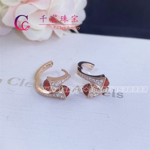 Marli Cleo Diamond Huggie Earrings In Rose Gold Red Agate Cleo E20 (6)