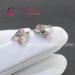 Marli Cleo Diamond Huggie Earrings In White Gold Pink Quartzite Cleo E20 (1)