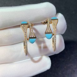 Marli Cleo Diamond Midi Hoop Earrings In Rose Gold Turquoise Cleo E15 (1)