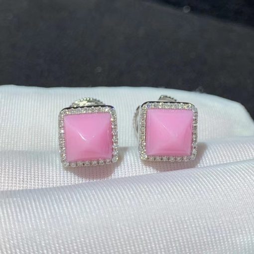 Marli Cleo Diamond Stud Pyramid Earrings In White Gold Pink Opal Cleo E3 (1)