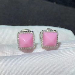 Marli Cleo Diamond Stud Pyramid Earrings In White Gold Pink Opal Cleo E3 (5)