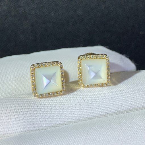 Marli Cleo Diamond Stud Pyramid Earrings In Yellow Gold White Moon Stone Cleo E3 (1)