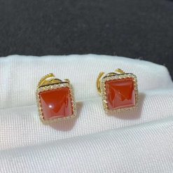 Marli Cleo Diamond Stud Pyramid Earrings In Yellow Gold Red Agate Cleo E3 (1)