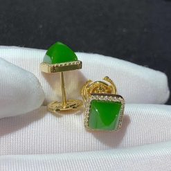 Marli Cleo Diamond Stud Pyramid Earrings In Yellow Gold Green Jade Cleo E3 (1)