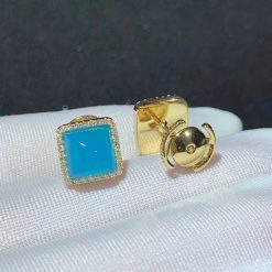 Marli Cleo Diamond Stud Pyramid Earrings In Yellow Gold Sea Blue Chalcedony Cleo E3 (2)