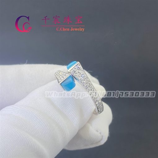 Marli Cleo Diamond Slim Ring In White Gold Sea Blue Chalcedony Cleo R1 (6)