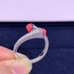 Marli Cleo Diamond Slim Ring In White Gold Pink Coral Cleo R1 (2)