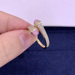 Marli Cleo Diamond Slim Ring In Yellow Gold Pink Quartzite Cleo R1 (2)