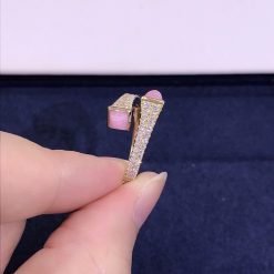 Marli Cleo Diamond Slim Ring In Yellow Gold Pink Quartzite Cleo R1 (4)