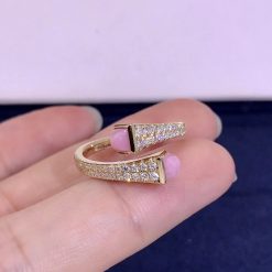 Marli Cleo Diamond Slim Ring In Yellow Gold Pink Quartzite Cleo R1 (5)