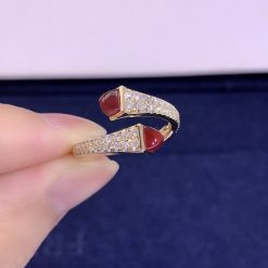 Marli Cleo Diamond Slim Ring In Yellow Gold Red Agate Cleo R1 (9)