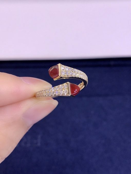 Marli Cleo Diamond Slim Ring In Yellow Gold Red Agate Cleo R1 (9)