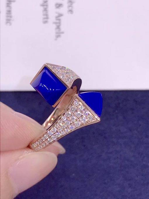 Marli Cleo Diamond Ring In Rose Gold Lapis Lazuli Cleo R5 (1)