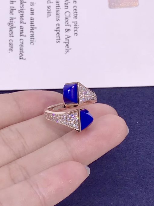 Marli Cleo Diamond Ring In Rose Gold Lapis Lazuli Cleo R5 (4)