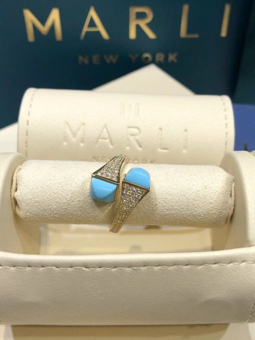 Marli Cleo Diamond Ring In Yellow Gold Turquoise Cleo R5 (1)