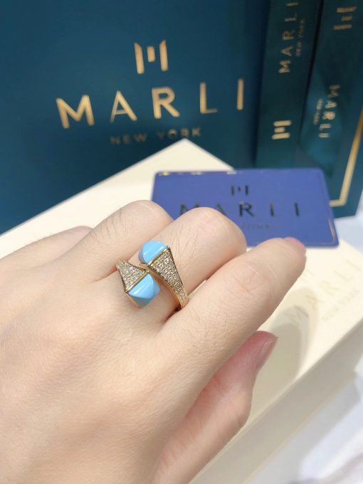 Marli Cleo Diamond Ring In Yellow Gold Turquoise Cleo R5 (2)